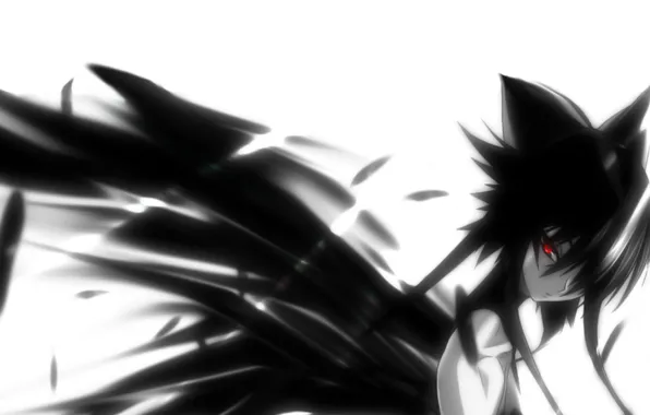 Глаза, девушка, крылья, ангел, girl, Аниме, Black Rock Shooter, anime