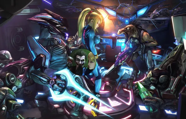 Эротика, девушка, корабль, boobs, joker, samus aran, covenant