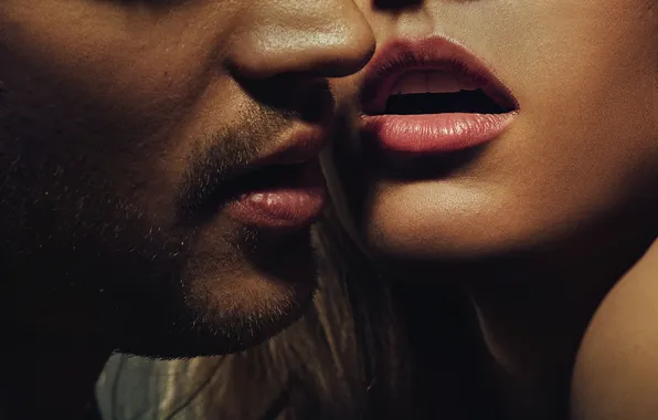 Woman, man, kiss, passion