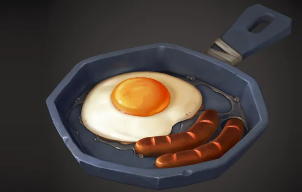 Картинка завтрак, арт, яичница, сковородка, Breakfast, Gary McAllister