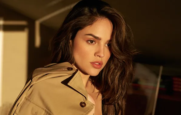 Взгляд, макияж, актриса, певица, плащ, hair, Eiza Gonzalez, Эйса Гонсалес