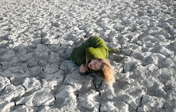 Девушка, жажда, пустыня, засуха, dehydration