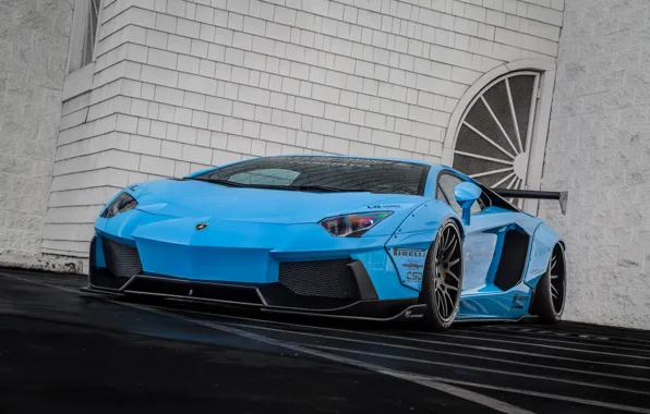 Картинка Lamborghini, Blue, Body, Front, LP700-4, Aventador, Supercar, Liberty