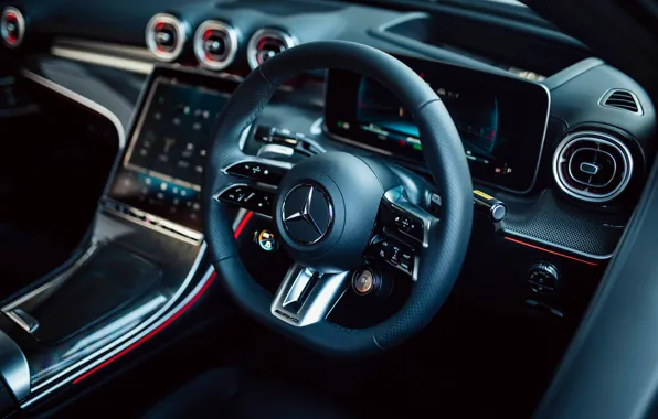 Mercedes-Benz, C-Klasse, AMG, steering wheel, Mercedes-AMG C 63 S E Performance, C-Class, Mercedes, logo
