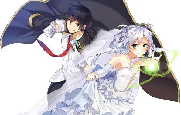 Магия, аниме, Карта, арт, парень, невеста, персонажи, Rokudenashi Majutsu Koushi to Akashic Records