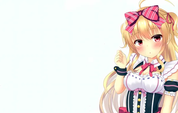 Girl, cleavage, long hair, dress, boobs, anime, beautiful, red eyes