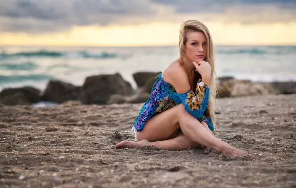 Море, взгляд, модель, ножки