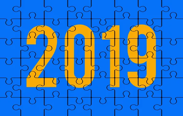 Синий, Новый год, пазлы, 2019