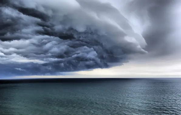 Картинка море, облака, шторм, гладь, океан