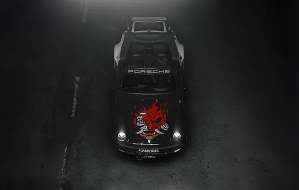 Road, Samurai, gray, Cyberpunk 2077, девушка за рулем, Porshe 911 Turbo Cabriolet