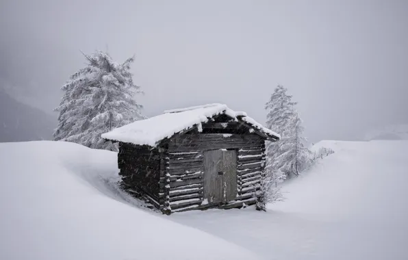 Зима, снег, дом