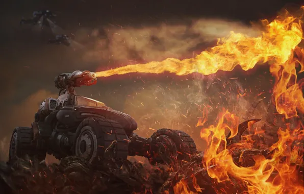 Огонь, Пламя, Fire, Blizzard, Flame, Terran, Starcraft, Battlecruiser