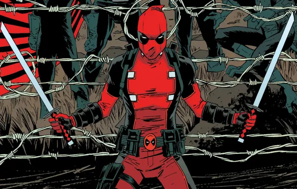 Колючая проволока, Deadpool, Дэдпул, комикс, MARVEL, Марвел, Катаны, Уэйд Уилсон
