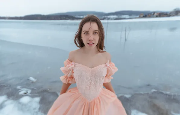 Картинка зима, девушка, лёд, платье, Ann Pashko, Анна Пашко