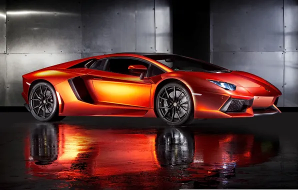 Supercar, orange, ламборгини, автообои, Lamborghini Aventador, hq wallpaper