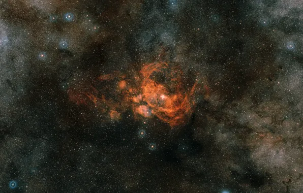 Скорпион, созвездие, NGC 6357, эмиссионная туманность, Pismis 24