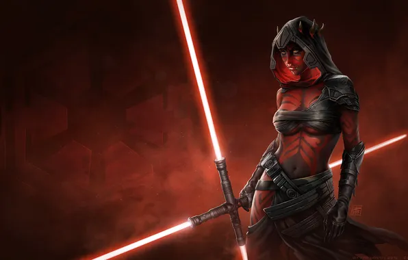 Девушка, меч, Star Wars, арт, Звездные войны, злодейка