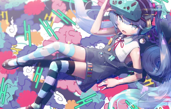 Девочка, лежит, Hatsune Miku, Vocaloid, Вокалоид, Хатсуне Мику, gesoking06