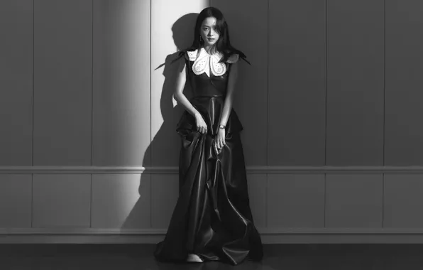 Чёрно-белое, обои для рабочего стола, kpop, 16:9, blackpink, 3840x2160, блэкпинк, ким джису