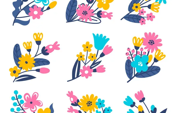 Текстура, белый фон, цветочки, flowers, букетики
