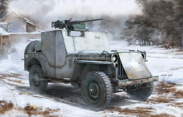 USA, Внедорожник, Willys MB, Browning M2, Автомобиль повышенной проходимости