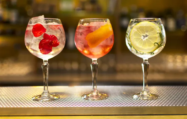 Картинка gin and tonic in, colorful cocktails, drinking place, distilled liquor