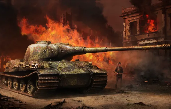 Картинка война, арт, танк, Tank, Тигр II, Vitalii Smyk, Panzerkampfwagen VI Ausf.B, Королевский тигр II