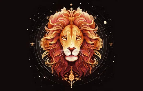 Знак, лев, Лев, символ, черный фон, знаки зодиака, зодиак, астрология