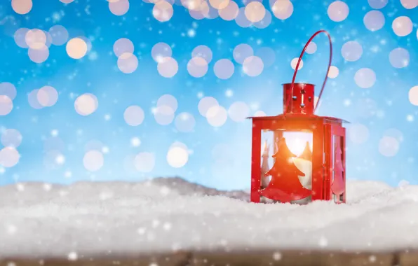 Зима, снег, украшения, снежинки, Новый Год, Рождество, фонарь, Christmas