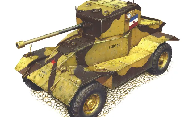 Рисунок, арт, английский, бронеавтомобиль, ВС Югославии, AEC Mk. II
