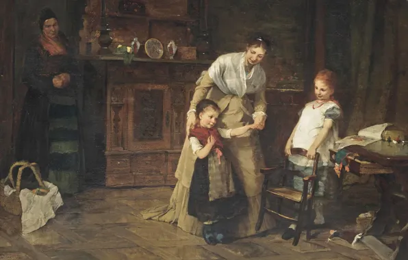 Картинка 1875, датская художница-портретистка, New friends, Берта Вегманн, Bertha Wegmann, Новые друзья, Danish portrait painter