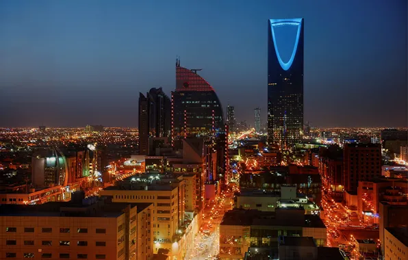 Картинка ночь, огни, Саудовская Аравия, Эр-Рияд