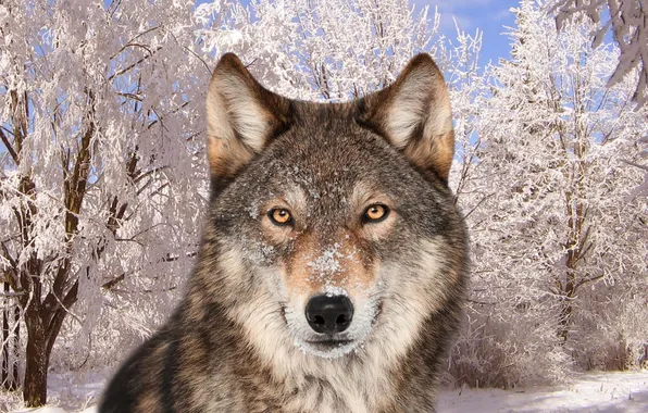 Nature, snow, predator, face, animal, wolf, wildlife, portrait