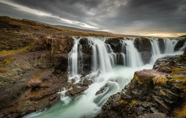 Река, водопад, Природа, Исландия