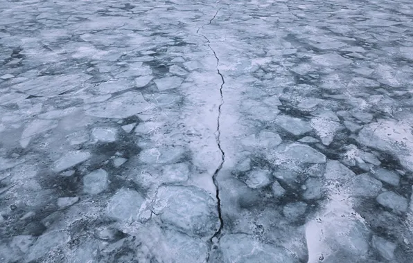 Картинка лёд, льдины, водоём, трещина