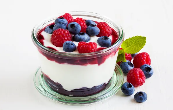Картинка малина, еда, черника, крем, десерт, blueberry, cream, dessert