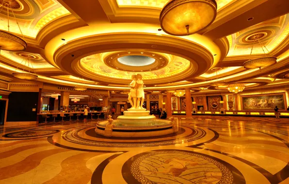 Картинка Лас-Вегас, люстра, США, скульптура, зал, казино
