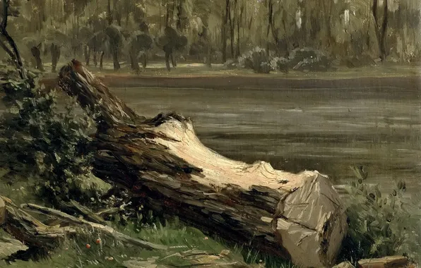 Картинка пейзаж, природа, картина, Карлос де Хаэс, Штудия Ствола Дерева