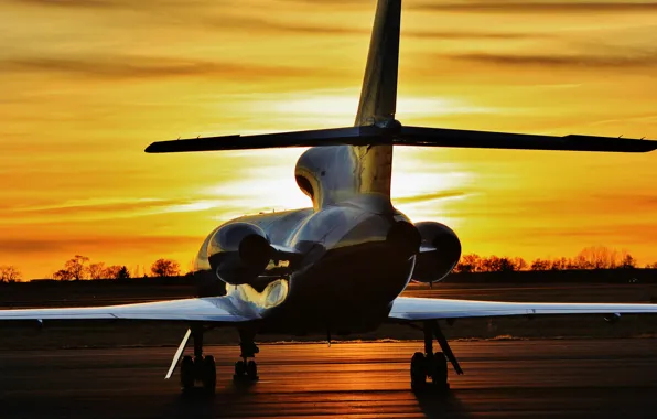 Картинка закат, самолёт, реактивный, 900, административный, Dassault Falcon