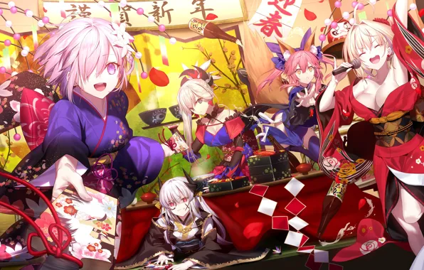 Девушки, аниме, арт, фестиваль, fate/grand order