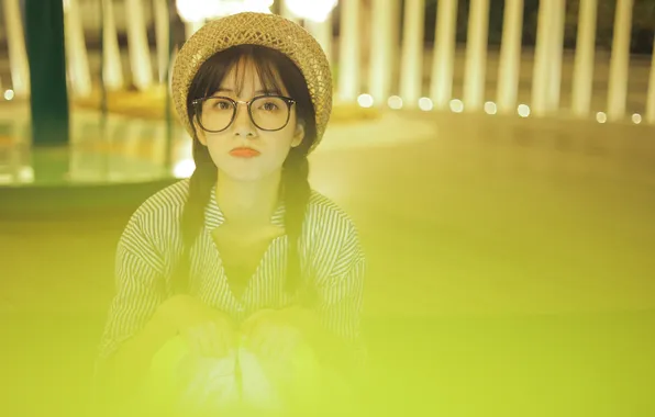 Beautiful, Asian, Model, Woman, Hat, Cute, Glasses, Pretty