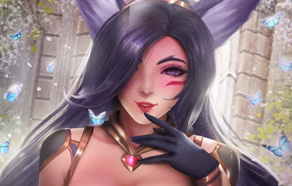 Взгляд, девушка, бабочки, Лига Легенд, League Of Legends, Xayah