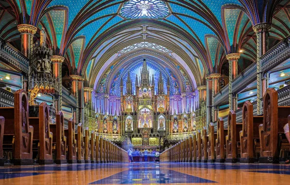 Картинка интерьер, собор, canada, montreal, basilica