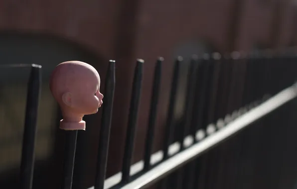 Забор, голова, кукла