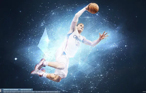 Баскетбол, flying, NBA, Los Angeles Clippers, shine, Blake Griffin, slamdunk