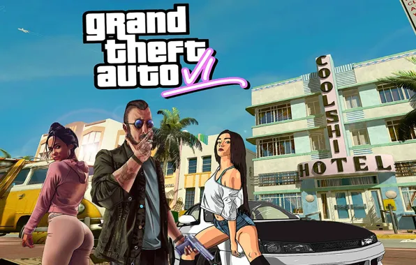Игра, логотип, Logo, video game, Grand Theft Auto, Rockstar Games, GTA VI, action-adventure