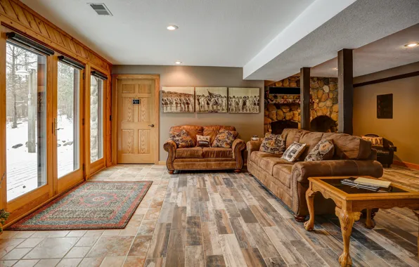 Дизайн, стиль, интерьер, печь, гостиная, downstairs living room