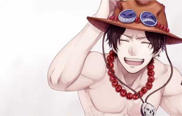 Улыбка, шляпа, арт, парень, One Piece