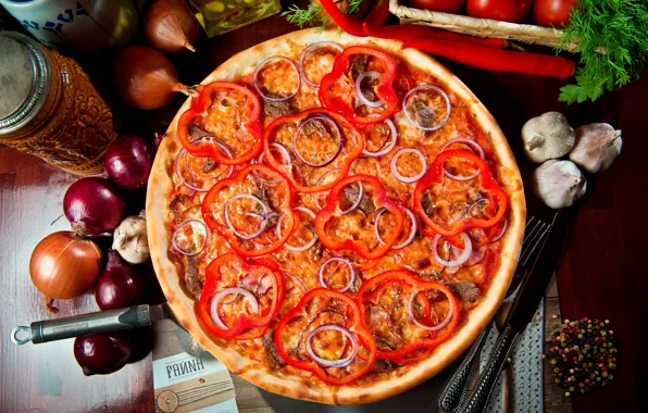Картинка перец, овощи, пицца
