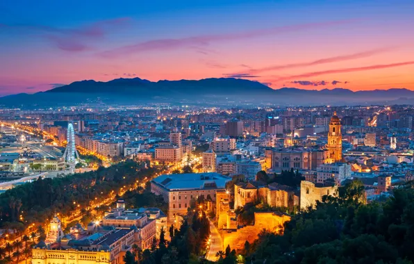 Картинка Закат, Испания, Sunset, Spain, Андалусия, Andalusia, городская ярмарка Малаги, City Fair of Malaga